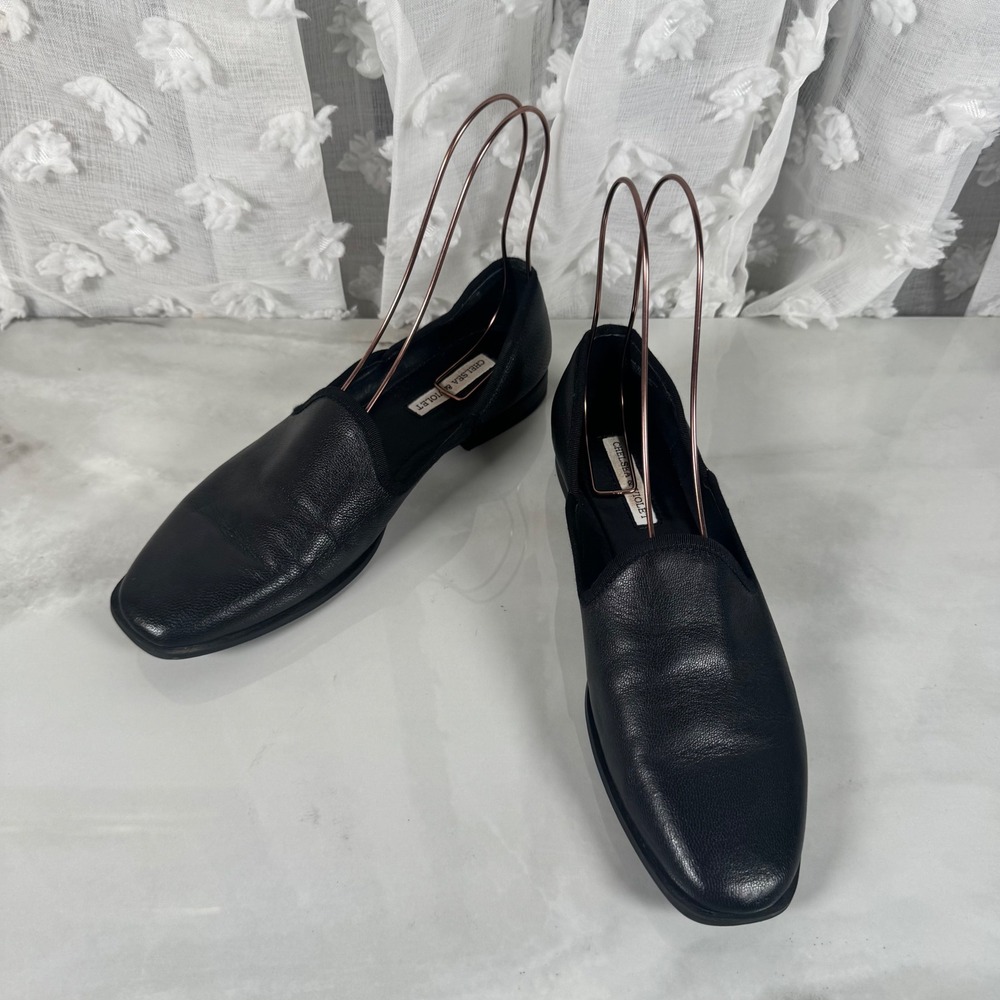 Chelsea & Violet Black Leather Loafer Flats Classic Timeless Neutral Preppy 9